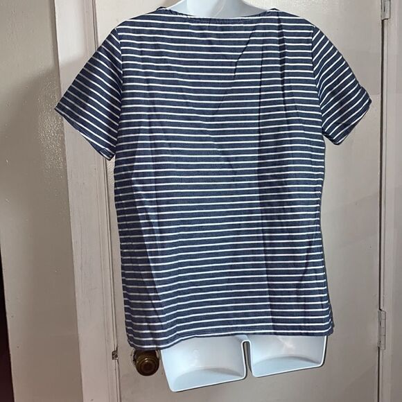 ALEX + ALEX Blue and White stripe Flax Top-S - Picture 4 of 6